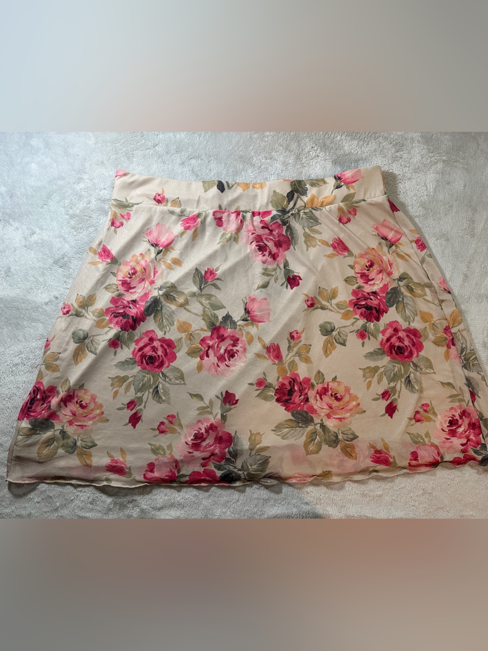 Torrid Mini A Line Mesh Skirt Floral Cement Roses